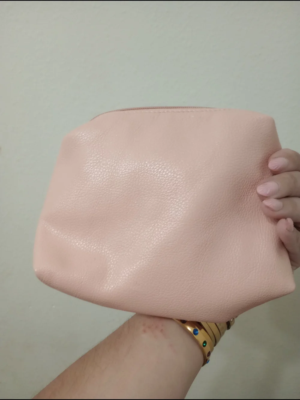 Fossil Pink Leather Cosmetic Pouch